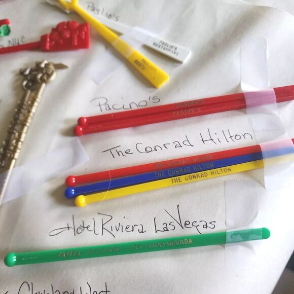 37 Pcs Swizzle Stir Sticks Barware Hotel Restaurant Travel Lodge Vtg Advertising - Picture 7 of 16